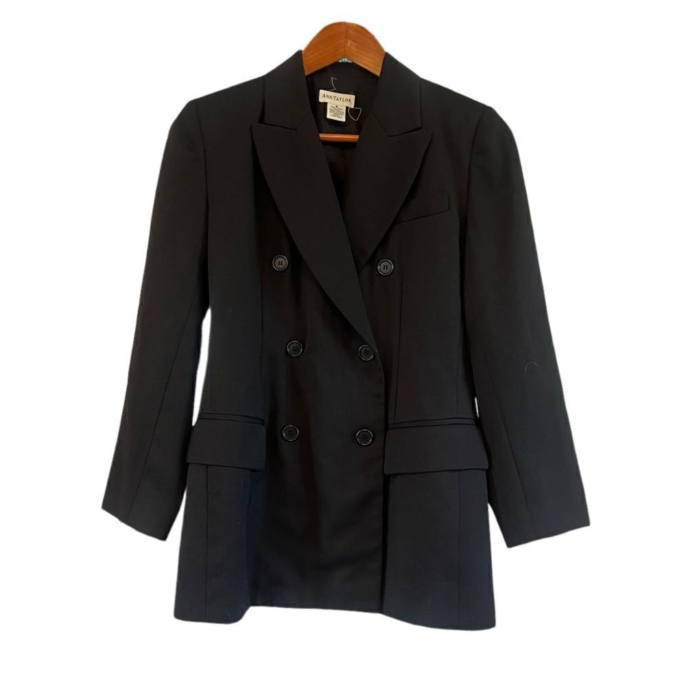 Ann Taylor 100% Wool Black Blazer | Size 2 Classic Tailored Jacket